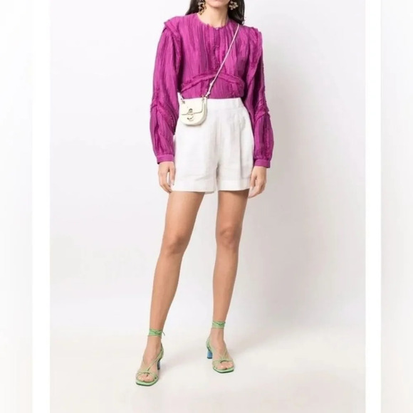 IRO Paris Camer Pleated Long Sleeve Top Size 40 / 8 - Picture 2 of 11